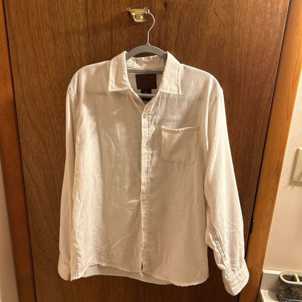 Mountain Ridge Explore Life Men's Oatmeal Button-Up Long Sleeve Textured Shirt